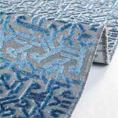 Blue Geometric Area Rug | Flatweave Floor Covering For Kitchen & Hallway