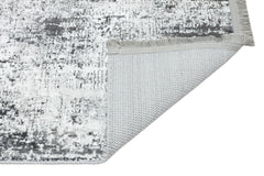 Modern Cotton Area Rug – Grey Digital Print Fringed Woven Carpet