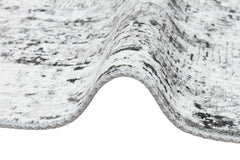 Modern Cotton Area Rug – Grey Digital Print Fringed Woven Carpet