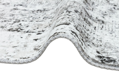 Modern Cotton Area Rug – Grey Digital Print Fringed Woven Carpet