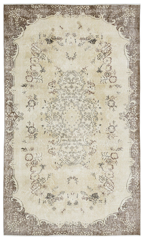 Atina Beige Vintage Wool Handmade Area Rug 5'7" x 9'5"