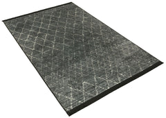 Modern Digital Print Rug - Anthracite Cotton Area Rug with Non Slip Base