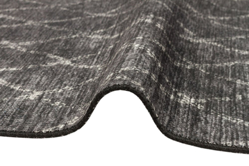 Modern Digital Print Rug - Anthracite Cotton Area Rug with Non Slip Base