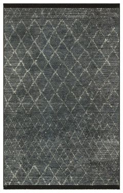 Modern Digital Print Rug - Anthracite Cotton Area Rug with Non Slip Base
