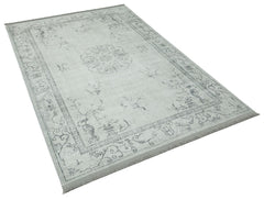 Classic Cotton Area Rug – Grey Digital Print Rug with Fringed Woven Base
