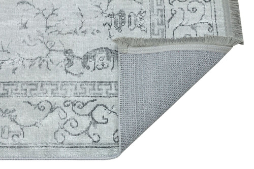 Classic Cotton Area Rug – Grey Digital Print Rug with Fringed Woven Base