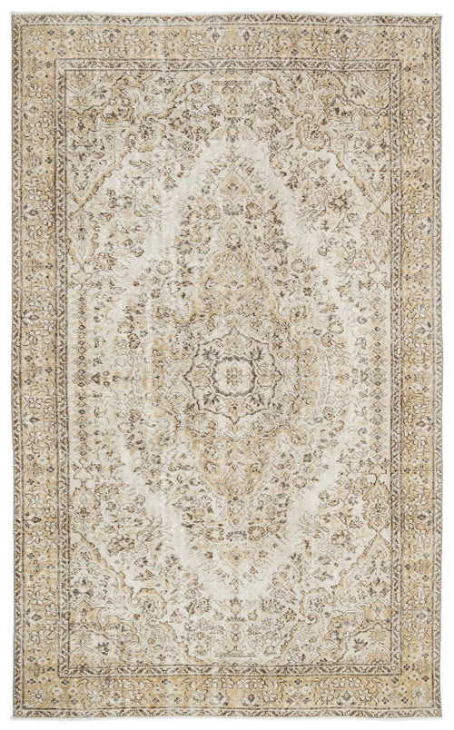 Atina Beige Vintage Wool Handmade Area Rug 5'8" x 9'10"