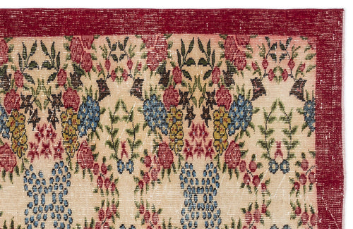 Atina Cream Vintage Wool Handmade Area Rug 5'2" x 8'9"