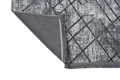 Grey Geometric Area Rug – Cotton Chenille Digital Print Carpet by Pia Monte