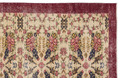 Atina Cream Vintage Wool Handmade Area Rug 4'4" x 7'9"