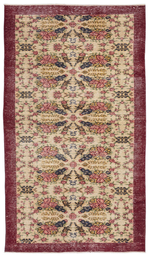 Atina Cream Vintage Wool Handmade Area Rug 4'4" x 7'9"