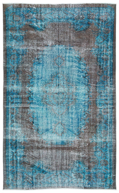 Atina Turquoise Vintage Wool Handmade Area Rug 6'1" x 9'7"