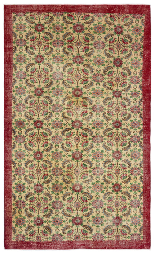 Atina Cream Vintage Wool Handmade Area Rug 5'9" x 9'7"