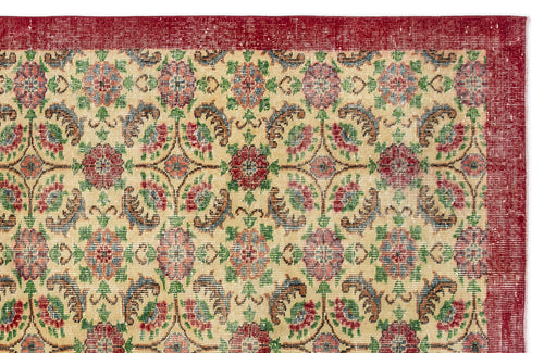 Atina Cream Vintage Wool Handmade Area Rug 5'9" x 9'7"