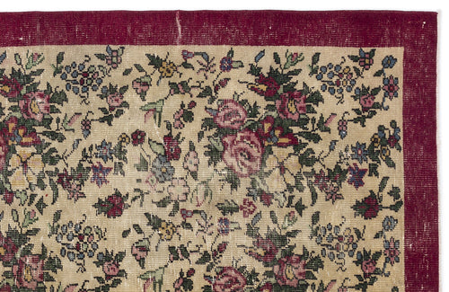 Atina Cream Vintage Wool Handmade Area Rug 5'9" x 9'0"