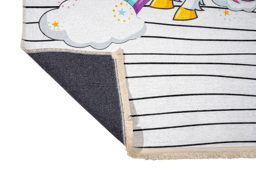 Kids Pink Rug - Digital Print Cotton Chenille Carpet for Playroom Floor Covering