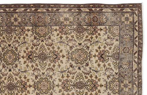 Atina Beige Vintage Wool Handmade Area Rug 5'6" x 9'2"