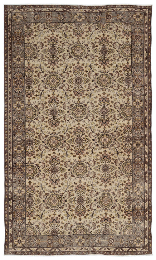 Atina Beige Vintage Wool Handmade Area Rug 5'6" x 9'2"