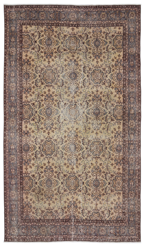 Atina Beige Vintage Wool Handmade Area Rug 5'5" x 8'6"
