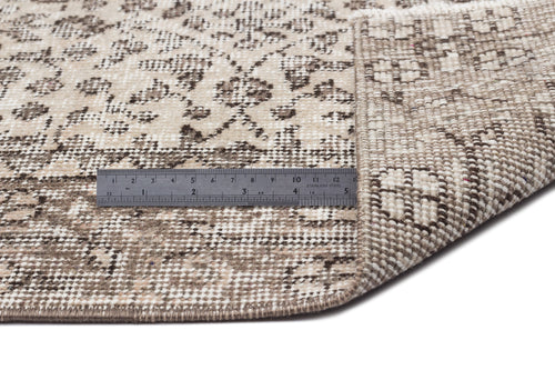 Atina Beige Vintage Wool Handmade Area Rug 4'11" x 8'3"