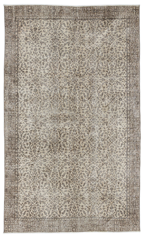 Atina Beige Vintage Wool Handmade Area Rug 4'11" x 8'3"
