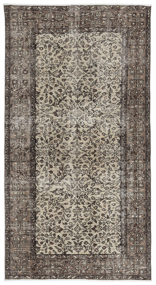 Atina Beige Vintage Wool Handmade Area Rug 4'6" x 8'6"