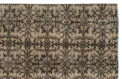 Atina Beige Vintage Wool Handmade Area Rug 6'1" x 9'3"