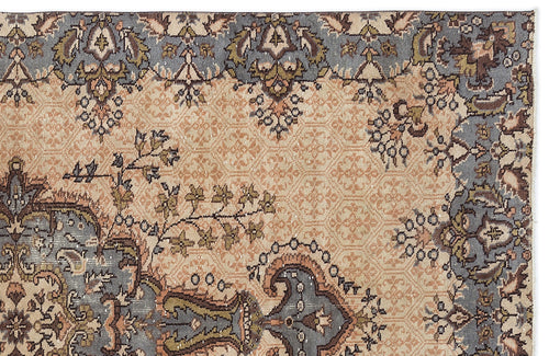 Atina Beige Vintage Wool Handmade Area Rug 5'2" x 8'11"