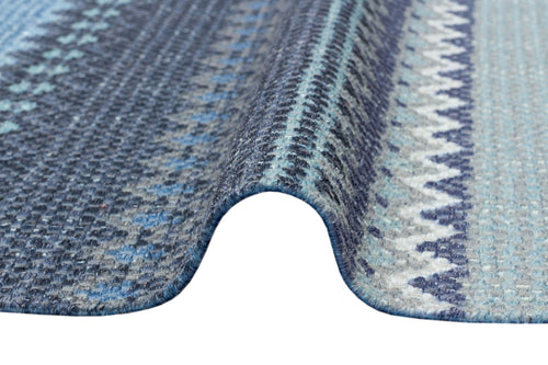 Grey Striped Area Rug - Washable Non Slip Cotton Area Rug with Fringed Edges