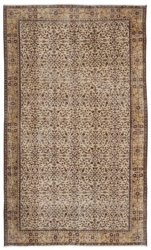 Atina Brown Vintage Wool Handmade Area Rug 5'5" x 9'1"