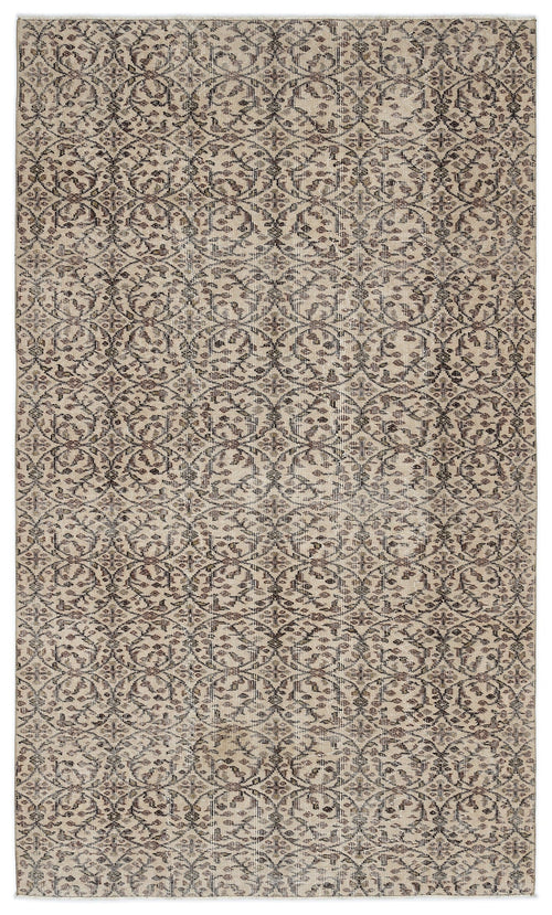Atina Beige Vintage Wool Handmade Area Rug 5'4" x 9'1"