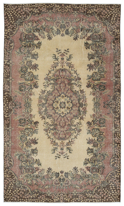 Atina 9607 Beige Vintage Wool Handmade Area Rug 5'6" x 9'4"