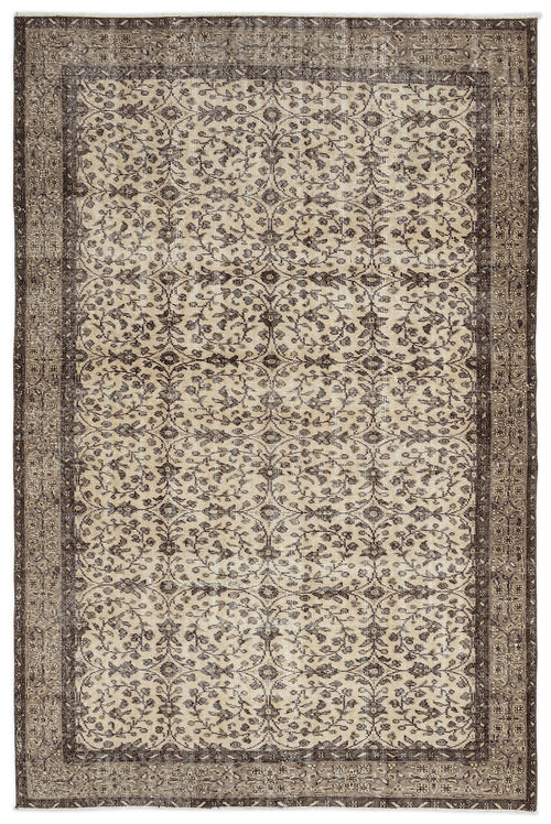 Atina Brown Vintage Wool Handmade Area Rug 5'10" x 9'1"