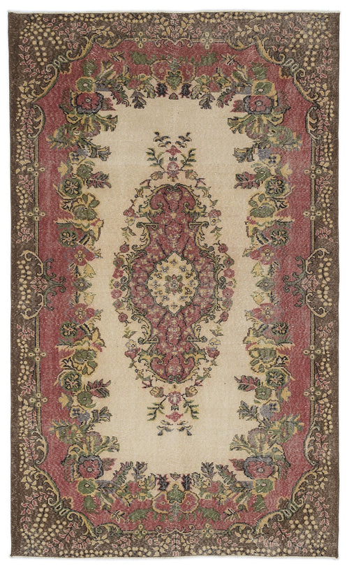 Atina 9614 Beige Vintage Wool Handmade Area Rug 5'8" x 9'6"