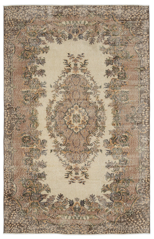 Atina 9615 Brown Vintage Wool Handmade Area Rug 5'11" x 9'1"
