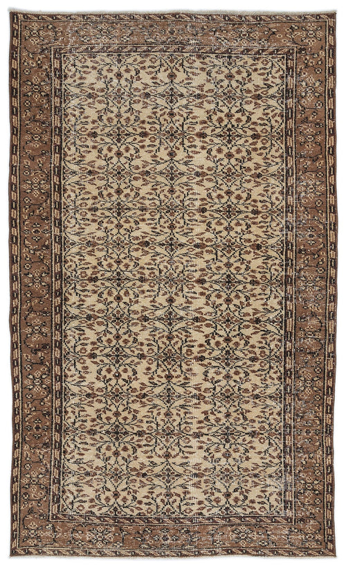 Atina Brown Vintage Wool Handmade Area Rug 5'5" x 8'9"