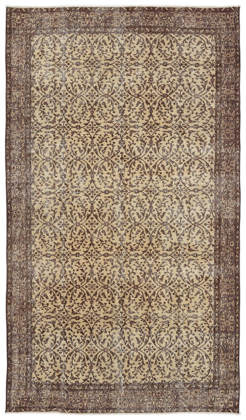Atina Brown Vintage Wool Handmade Area Rug 5'3" x 9'3"