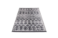 Black Geometric Area Rug | Cotton Chenille Rug with Non Slip Backing for Living Room