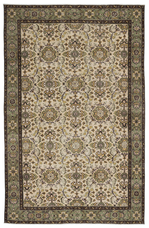 Atina 9630 Beige Vintage Wool Handmade Area Rug 5'9" x 9'7"