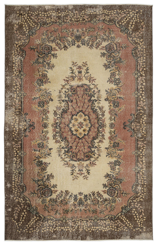 Atina 9635 Beige Vintage Wool Handmade Area Rug 5'2" x 8'7"