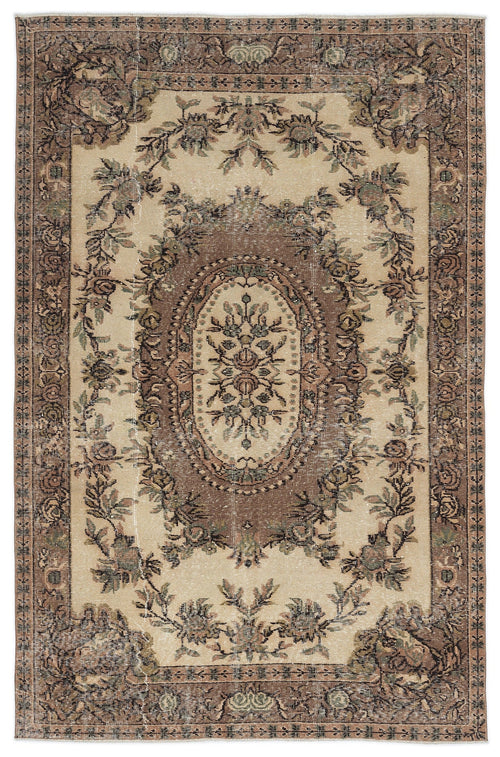 Atina 9646 Beige Vintage Wool Handmade Area Rug 5'4" x 8'4"