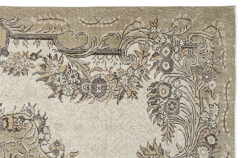 Atina Beige Vintage Wool Handmade Area Rug 6'1" x 10'1"