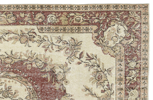 Atina Beige Vintage Wool Handmade Area Rug 6'2" x 9'2"