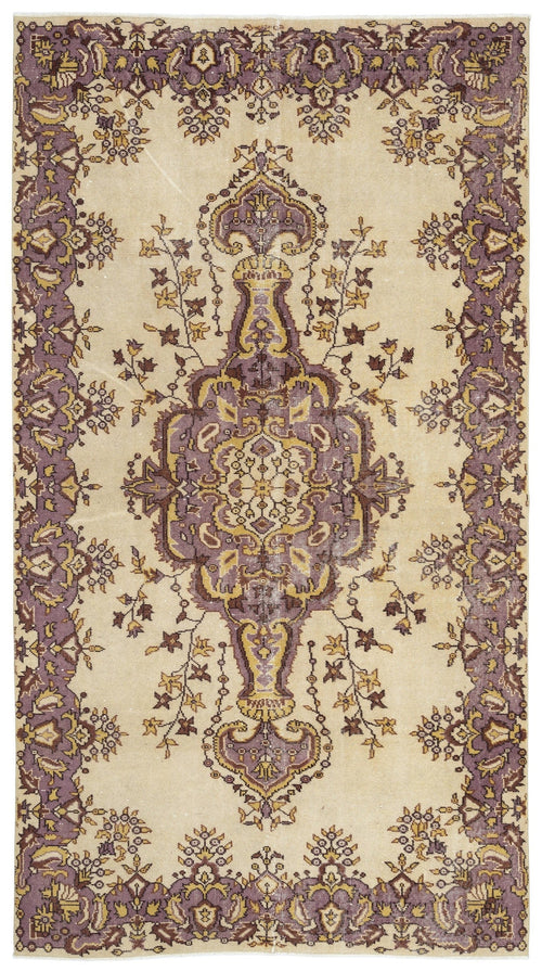 Atina Beige Vintage Wool Handmade Area Rug 5'7" x 9'8"