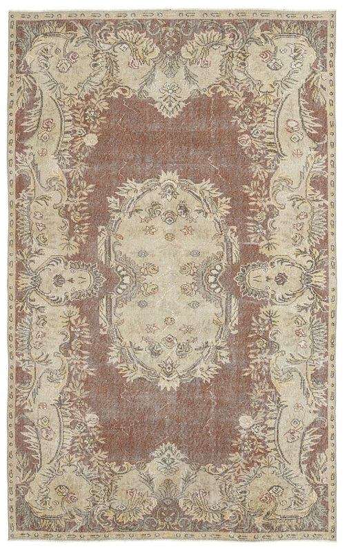 Atina 9682 Beige Vintage Wool Handmade Area Rug 5'9" x 9'2"