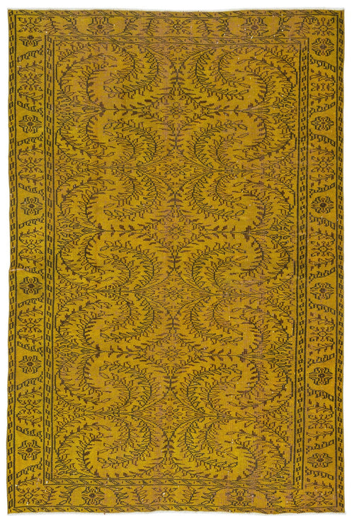 Atina Yellow Vintage Wool Handmade Area Rug 5'11" x 8'9"
