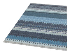 Grey Striped Area Rug - Washable Non Slip Cotton Area Rug with Fringed Edges