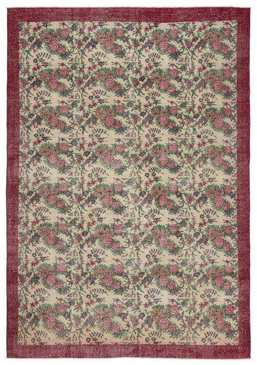 Atina Cream Vintage Wool Handmade Area Rug 7'6" x 10'10"