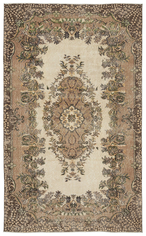 Atina Beige Vintage Wool Handmade Area Rug 5'9" x 9'6"