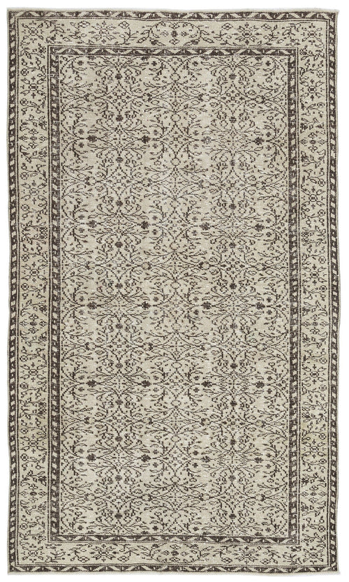Atina Beige Vintage Wool Handmade Area Rug 5'4" x 9'1"